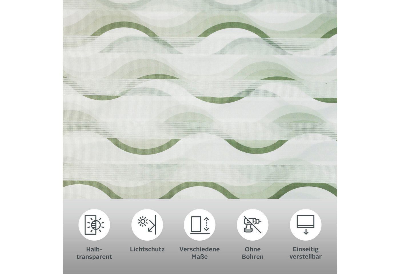 Doppelrollo Welle, ohne Bohren, Lichtschutz, Wellen-Motiv, Klemmfix, OTTO home, Lichtschutz, ohne Bohren, freihängend, Klemmfix, Fixmaß, Klemmfix-Duo-Rollo, Rol – Bild 3 von 5
