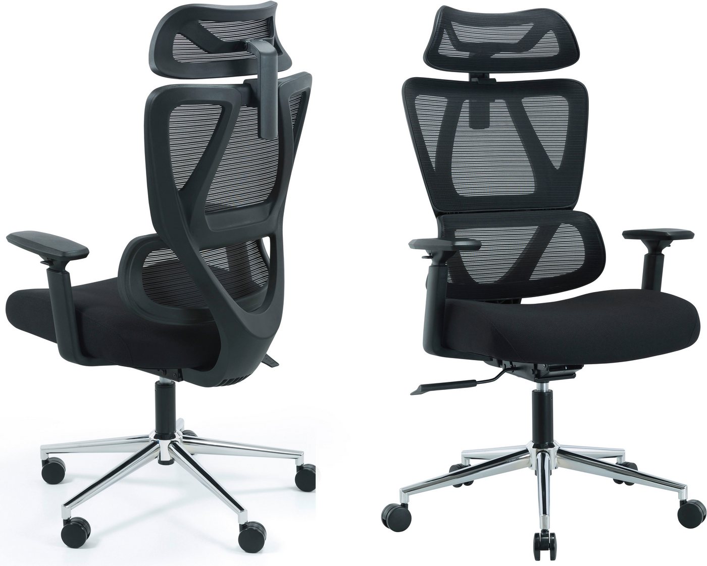 OTTO home Drehstuhl Andora, moderner ergonomischer Schreibtischstuhl, verstellbare Armlehne & Kopfstütze, Lendenwirbelstütze – Bild 3 von 5