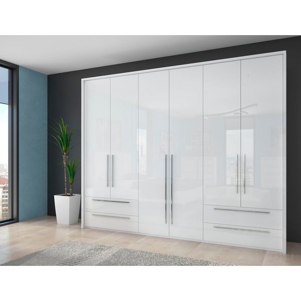 OTTO home Drehtürenschrank Piano, inklusive Rahmen und Beleuchtung, soft-close-Funktion (277 oder 322cm breit, 226cm hoch, mit 4 Schubladen) UV lackiert, hochgl