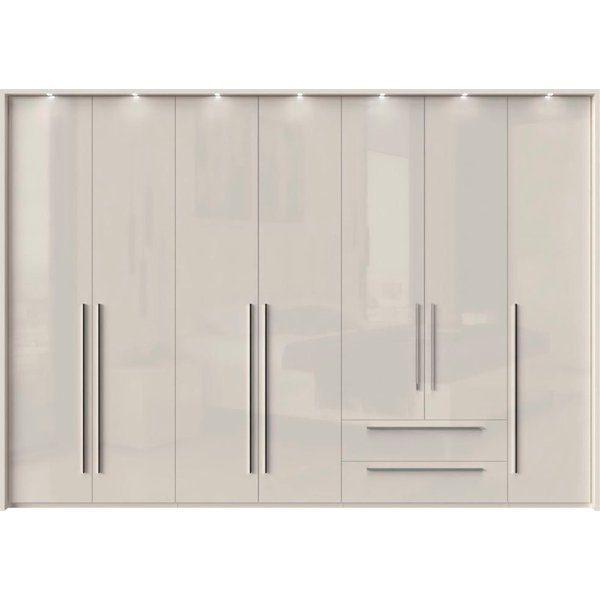OTTO home Drehtürenschrank Piano, inklusive Rahmen und Beleuchtung, soft-close-Funktion (viele Breiten zur Auswahl, 226cm hoch, mit jeweils 2 Schubladen) beige 