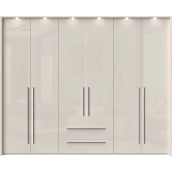 OTTO home Drehtürenschrank Piano, inklusive Rahmen und Beleuchtung, soft-close-Funktion (viele Breiten zur Auswahl, 226cm hoch, mit jeweils 2 Schubladen) beige 