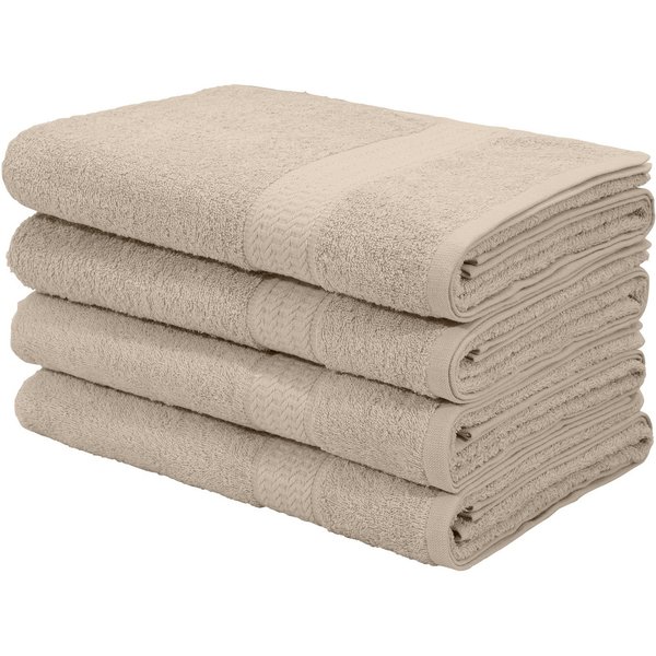OTTO home Duschtücher Juna, als Set und Serie erhältlich, 4 Duschtücher, 70x140cm, Walkfrottee (4-St), Handtuch Set, 100% Baumwolle, mit Bordüre, Uni-Farben, we