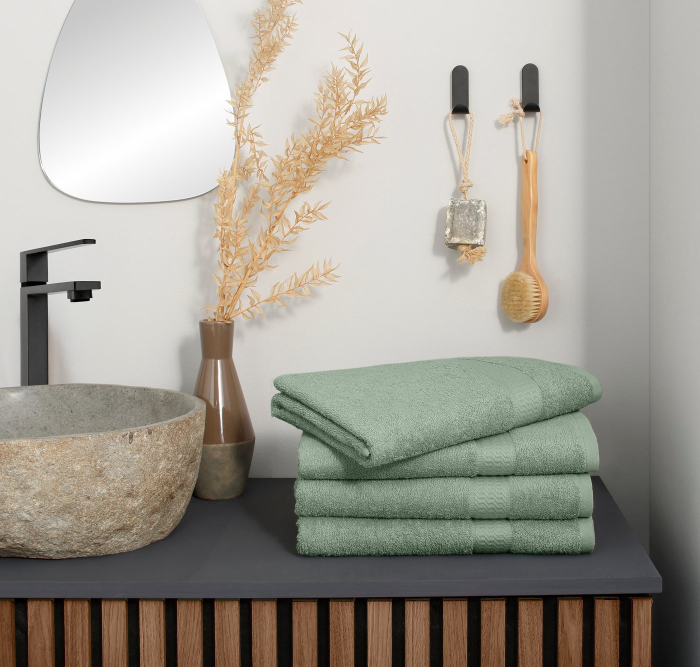 OTTO home Duschtücher Juna, als Set und Serie erhältlich, 4 Duschtücher, 70x140cm, Walkfrottee (4-St), Handtuch Set, 100% Baumwolle, mit Bordüre, Uni-Farben, we – Bild 2 von 5