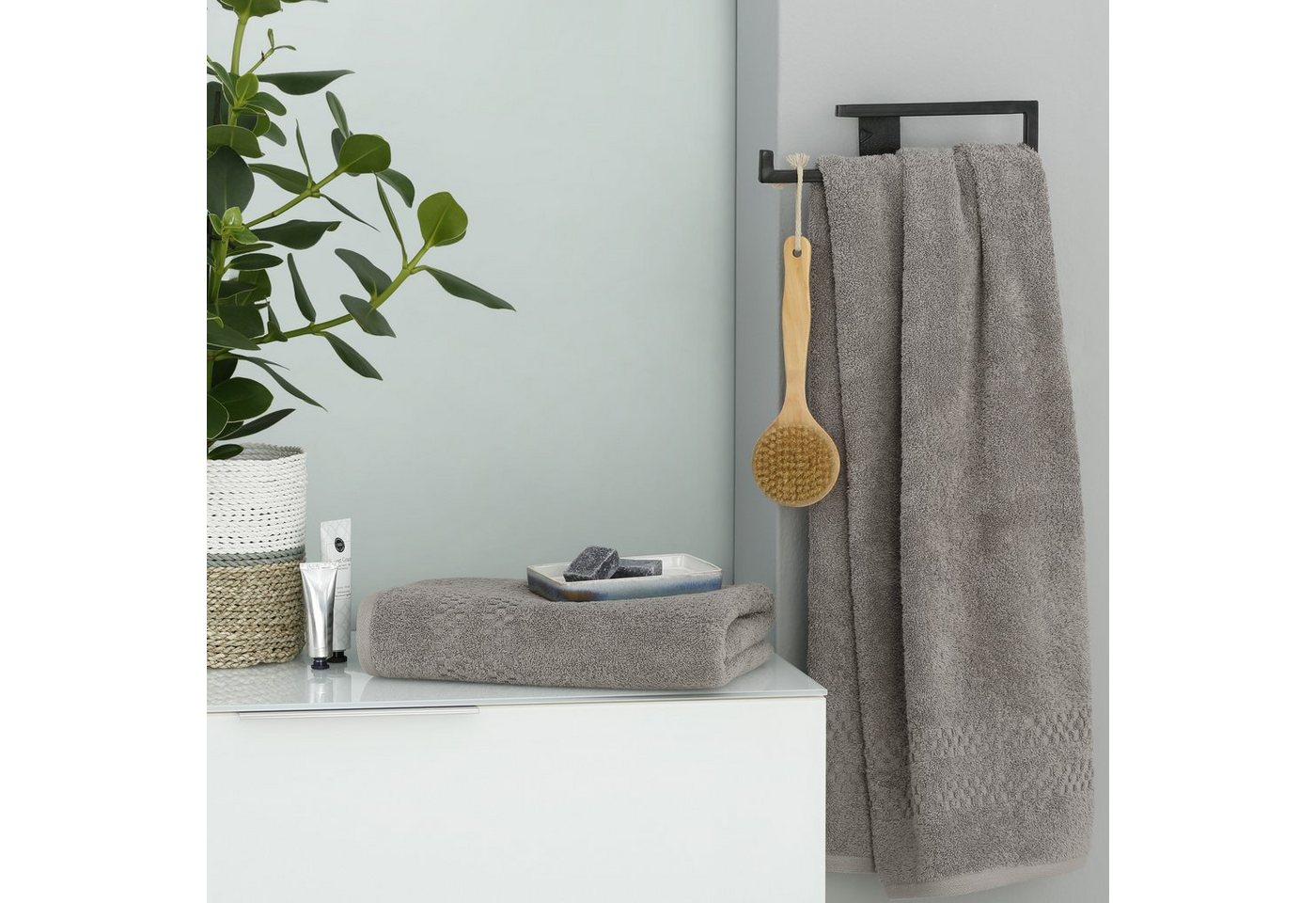 OTTO home Duschtücher Regona, Duschtücher 70x140cm, flauschig und weich, 500 gr/m², Frottier (Set, 2-St), Premium Handtücher mit Bordüre, Set, 100% Baumwolle, 5 – Bild 2 von 5