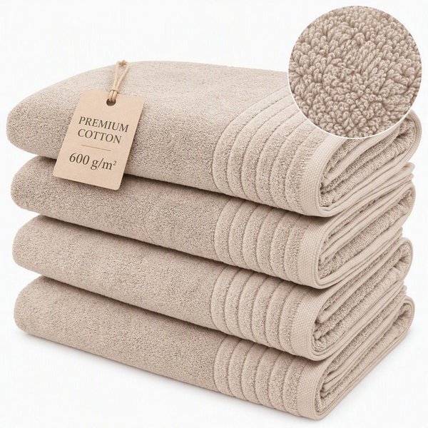 OTTO home Duschtücher Sanremo Premium, Premium Handtücher, 600 gr/m², 70x140cm, Frottier (Set, 4-St), mit Bordüre, flauschig und weich, dicke Qualität, 5 Jahre 