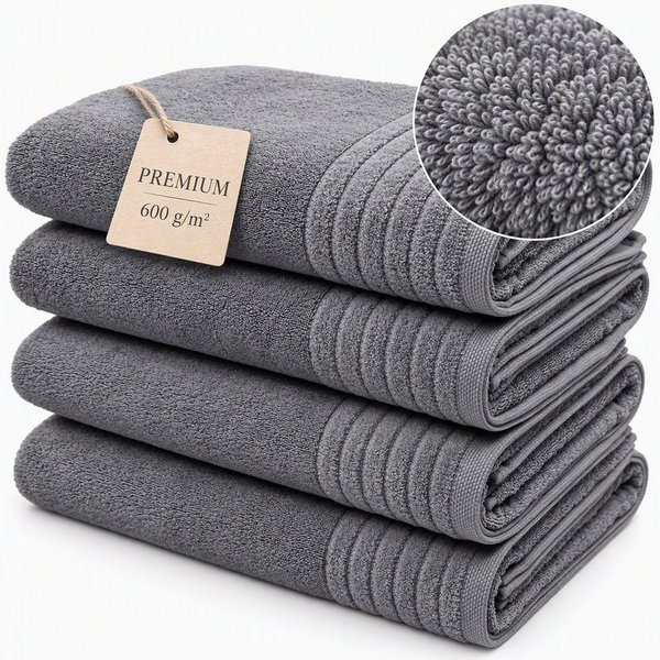 OTTO home Duschtücher Sanremo Premium, Premium Handtücher, 600 gr/m², 70x140cm, Frottier (Set, 4-St), mit Bordüre, flauschig und weich, dicke Qualität, 5 Jahre 