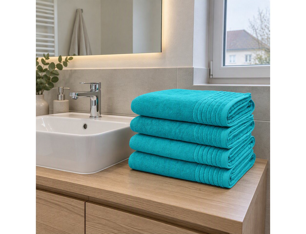 OTTO home Duschtücher Sanremo Premium, Premium Handtücher, 600 gr/m², 70x140cm, Frottier (Set, 4-St), mit Bordüre, flauschig und weich, dicke Qualität, 5 Jahre  – Bild 2 von 5
