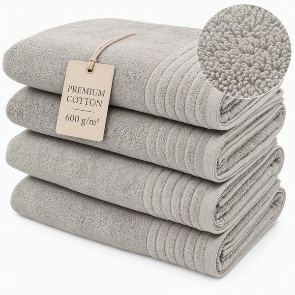 OTTO home Duschtücher Sanremo Premium, Premium Handtücher, 600 gr/m², 70x140cm, Frottier (Set, 4-St), mit Bordüre, flauschig und weich, dicke Qualität, 5 Jahre 