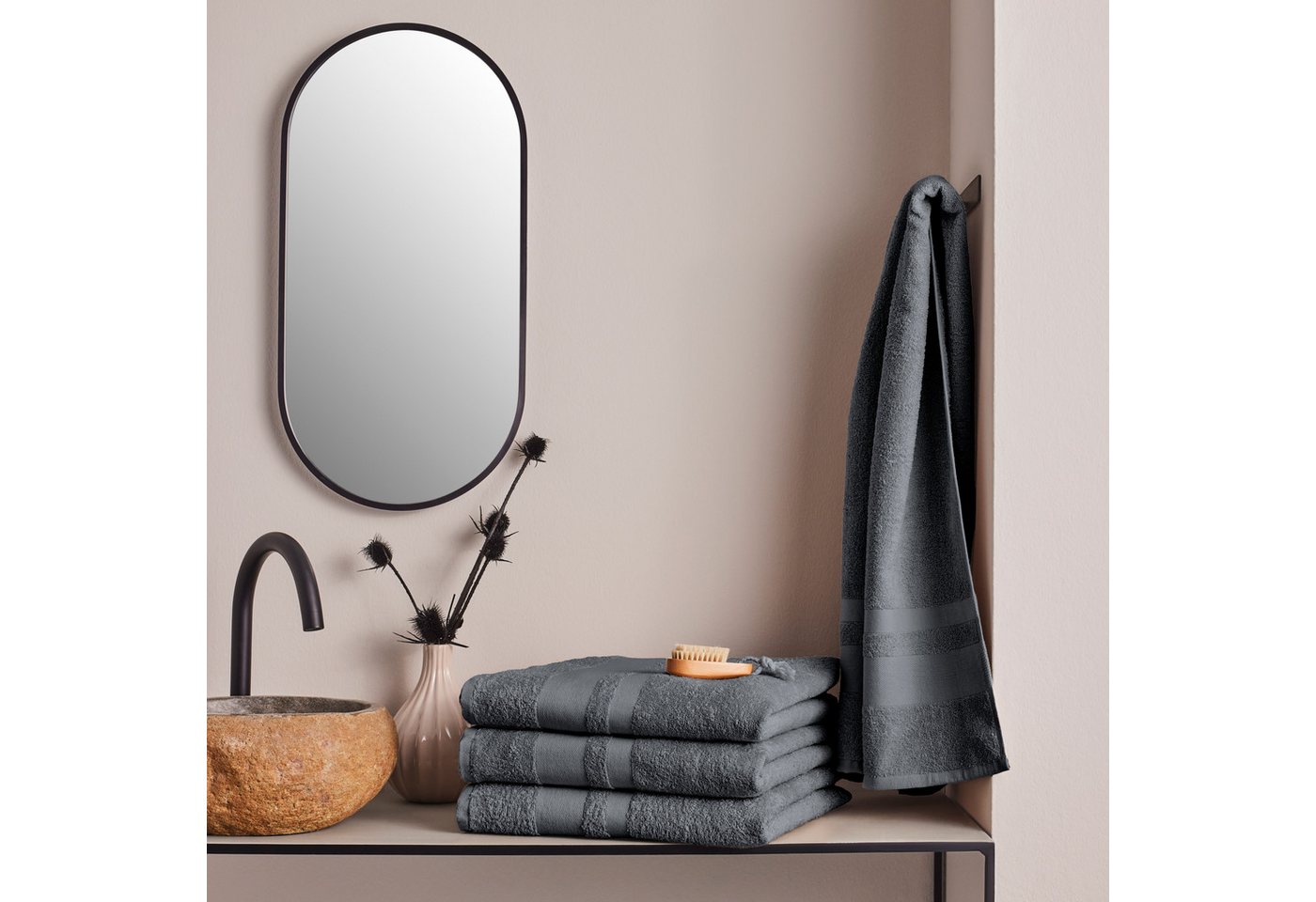 OTTO home Duschtücher Vanessa, 4 Duschtücher, 70x140cm, in Standard- und Premium-Qualität, Walkfrottee (Set, 4-St), Handtücher mit Bordüre, 100% Baumwolle, einf – Bild 2 von 5
