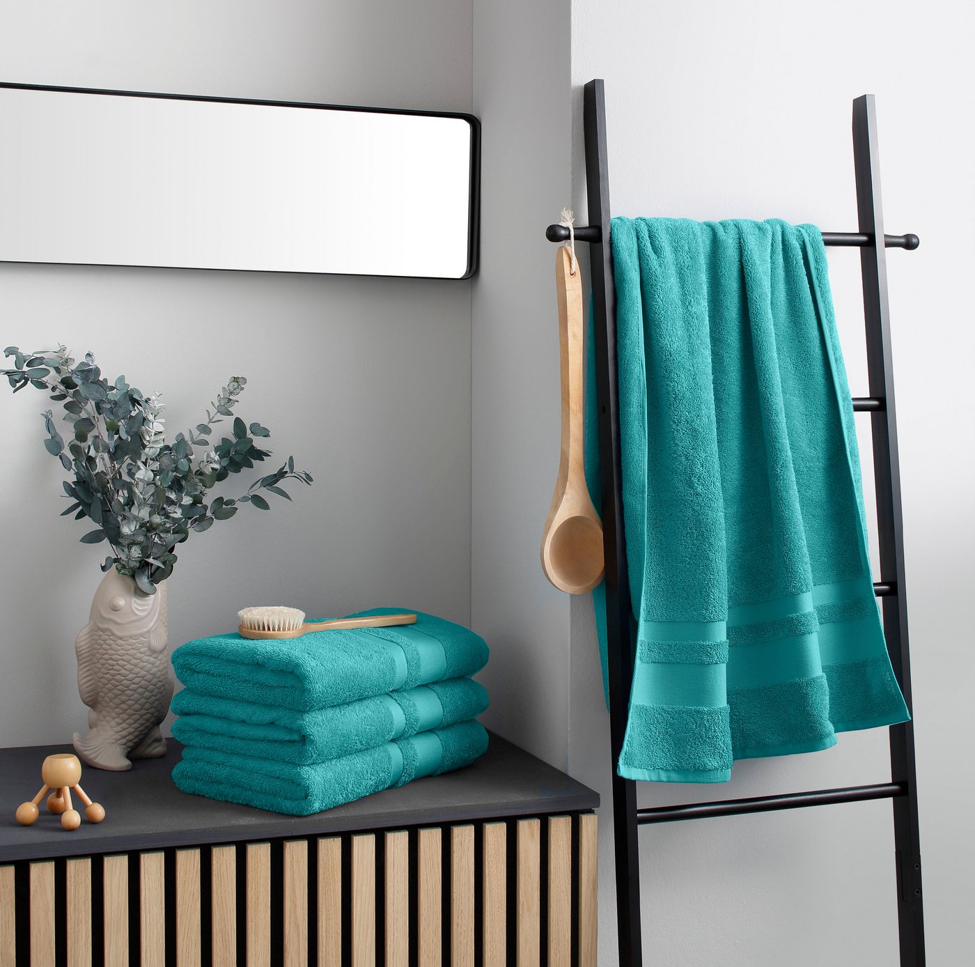 OTTO home Duschtücher Vanessa, 4 Duschtücher, 70x140cm, in Standard- und Premium-Qualität, Walkfrottee (Set, 4-St), Handtücher mit Bordüre, 100% Baumwolle, einf – Bild 2 von 5
