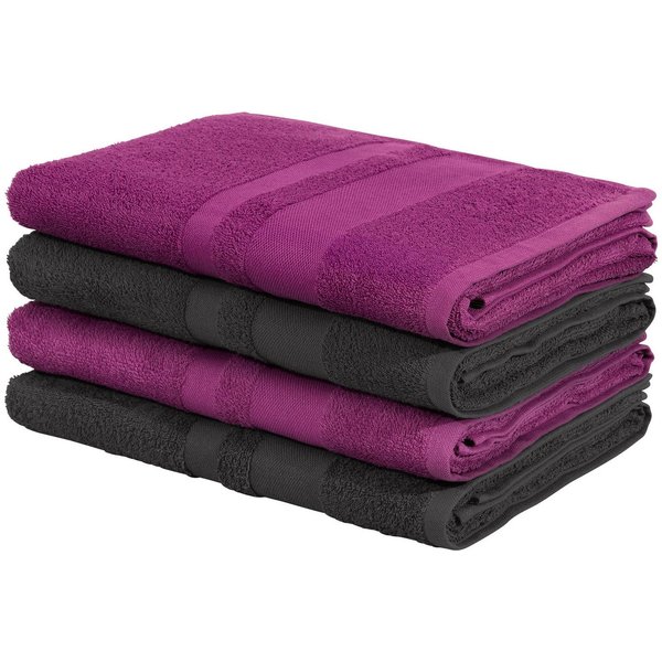 OTTO home Duschtücher Vanessa, 4 Duschtücher, 70x140cm, in Standard- und Premium-Qualität, Walkfrottee (Set, 4-St), Handtücher mit Bordüre, 100% Baumwolle, einf