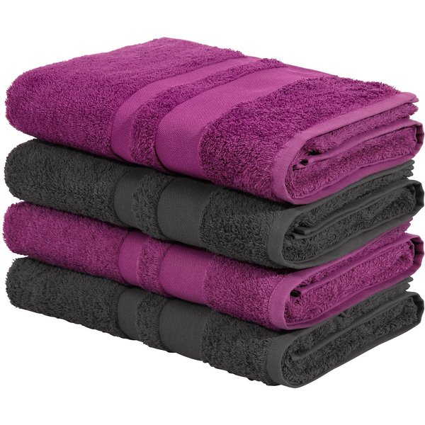 OTTO home Duschtücher Vanessa, 4 Duschtücher, 70x140cm, in Standard- und Premium-Qualität, Walkfrottee (Set, 4-St), Handtücher mit Bordüre, 100% Baumwolle, einf