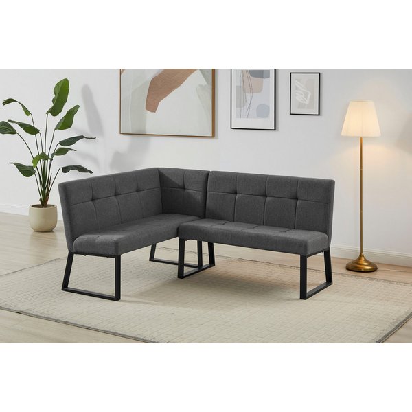 OTTO home Eckbank Geranie, Sitzbank, Essbank, pflegeleichter Strukturstoff, Eckbank inkl. Stauraum, Pulverbeschichtetes Metallgestell