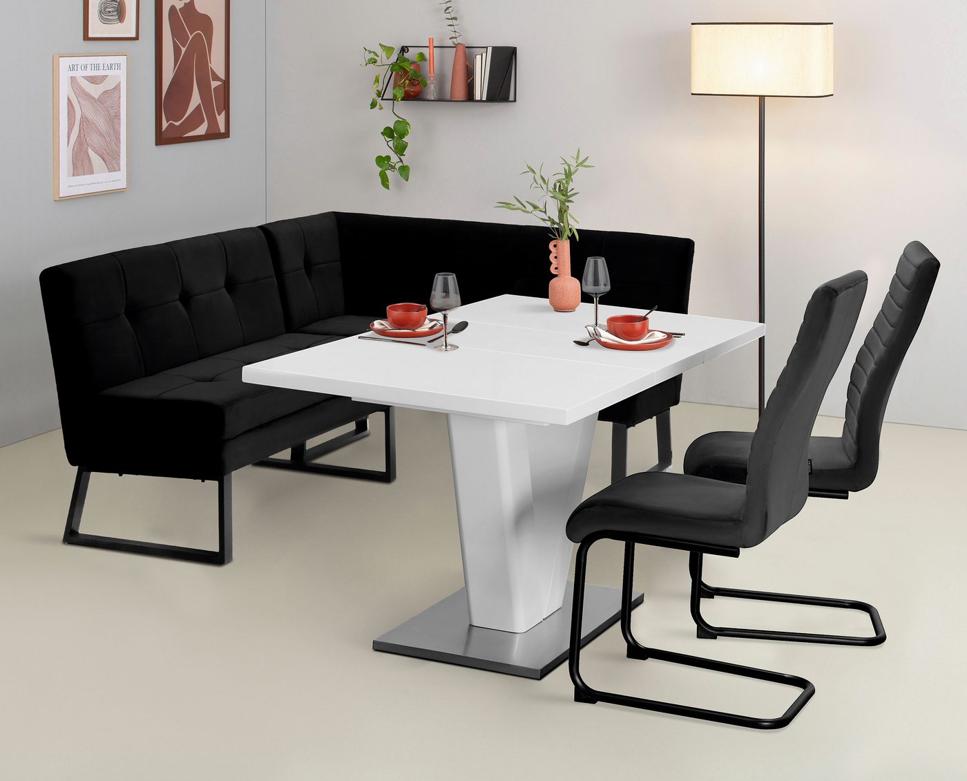 OTTO home Eckbank Geranie, Sitzbank, Essbank, pflegeleichter Strukturstoff, Eckbank inkl. Stauraum, Pulverbeschichtetes Metallgestell – Bild 2 von 5