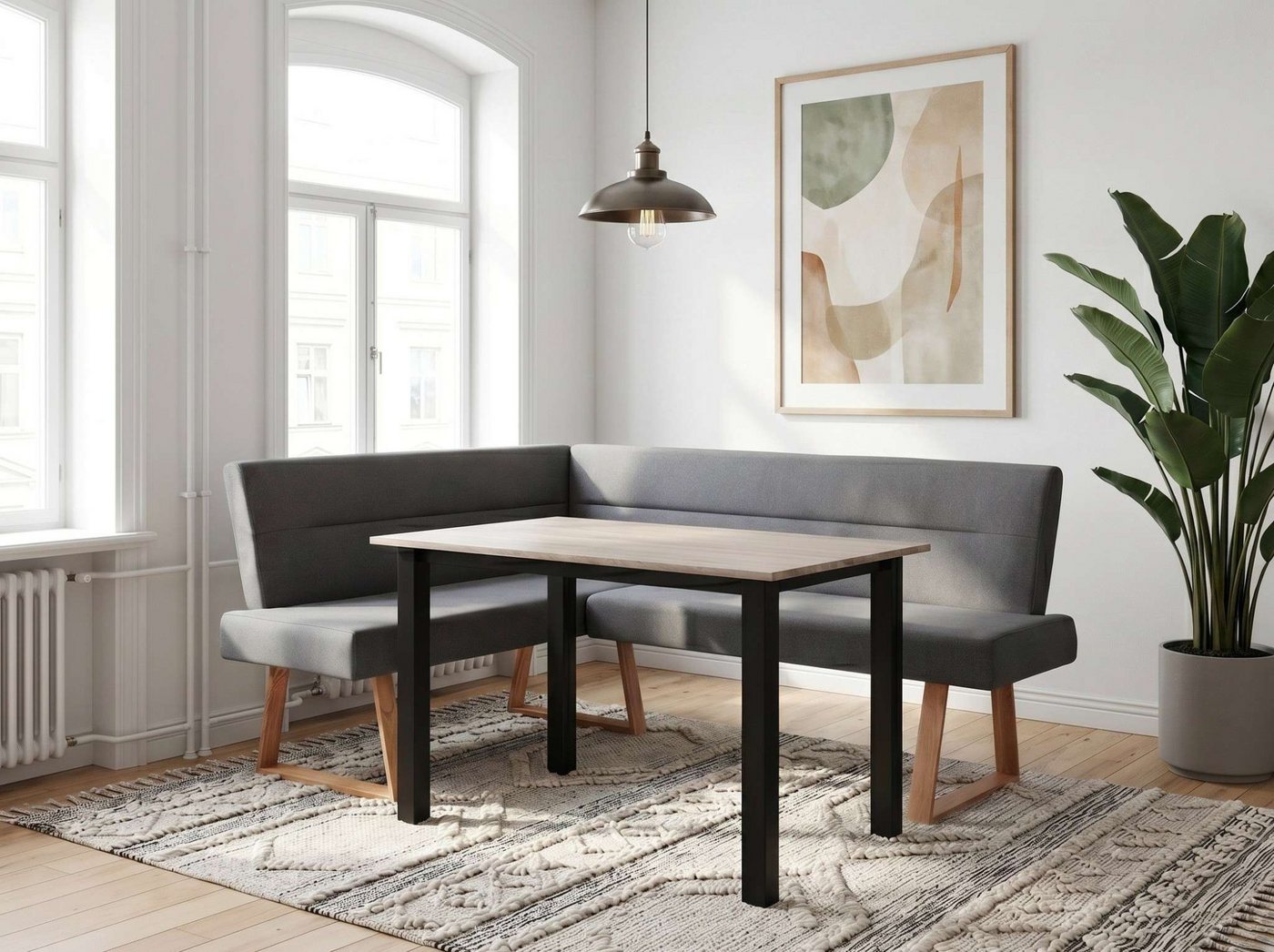 OTTO home Eckbank Mellio, Beine aus massiver Eiche, pflegeleichtem Webstoff Bezug, Breite 190 cm – Bild 2 von 5