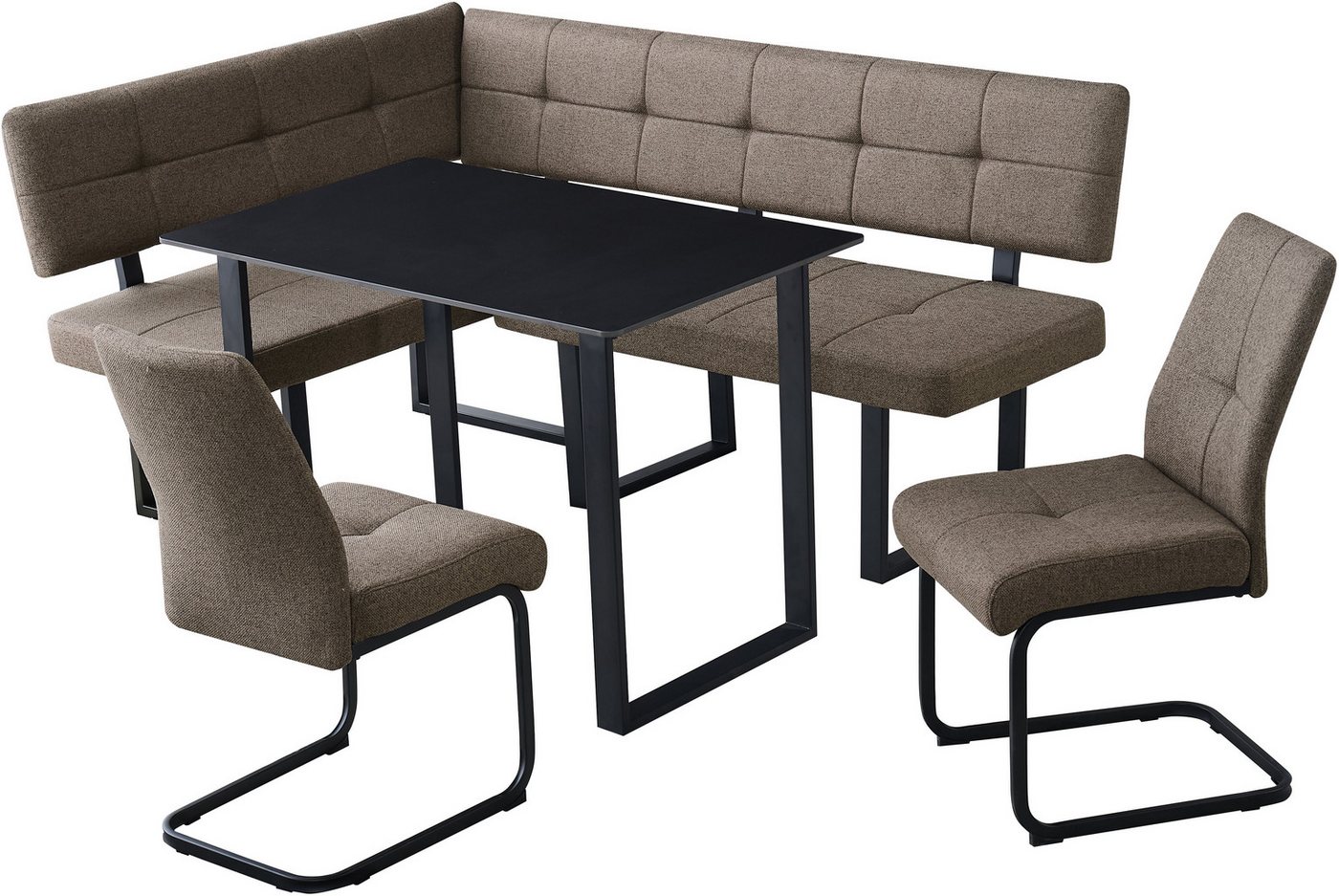OTTO home Eckbankgruppe Alabama, (Spar-Set, 4-tlg), Sitzgruppe mit Federkern, 2 Freischwingern und Sinterstein-Tisch – Bild 2 von 5