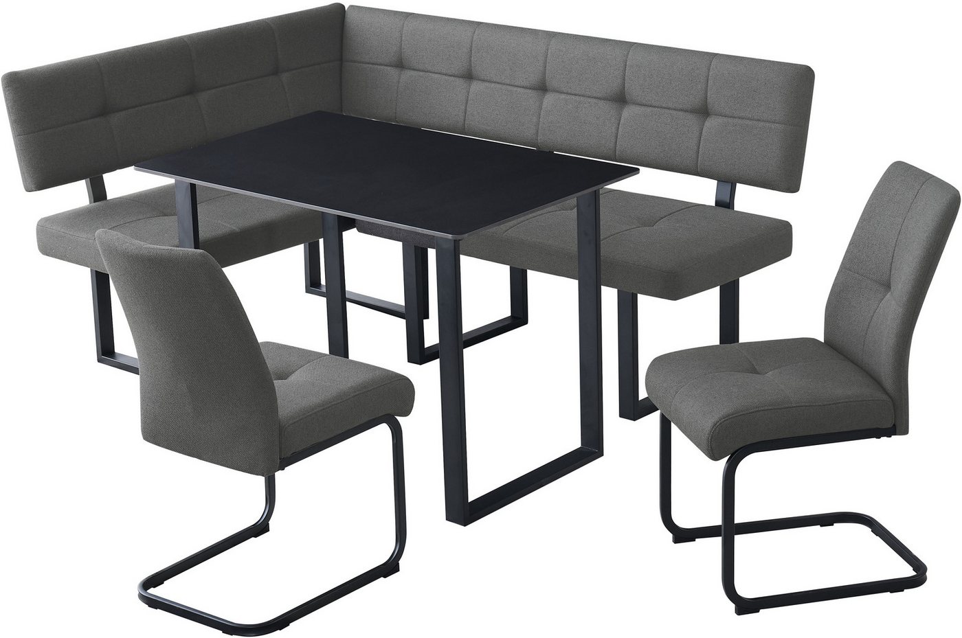 OTTO home Eckbankgruppe Alabama, (Spar-Set, 4-tlg), Sitzgruppe mit Federkern, 2 Freischwingern und Sinterstein-Tisch – Bild 2 von 5
