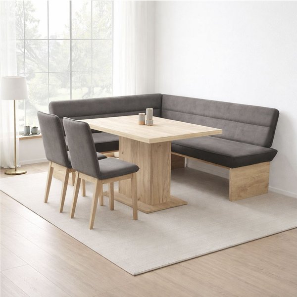 OTTO home Eckbankgruppe Beluna + Cross Essecke Sitzgruppe Eckbank Küchenbank, (Set, 4-tlg., Eckbank, 2 Stühle und Tisch), Sitzgruppe Esszimmer Stühle Tisch und 