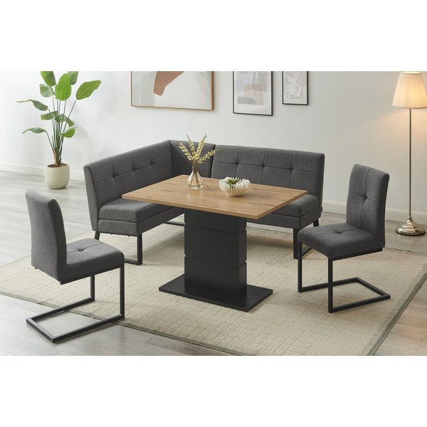 OTTO home Eckbankgruppe Geranie, Sitzgruppe, Eckbank inkl. Stauraum, Esstisch, 2 Freischwinger, (Set, 4-tlg., Eckbank inkl. Stauraum wahlweise links und rechts 