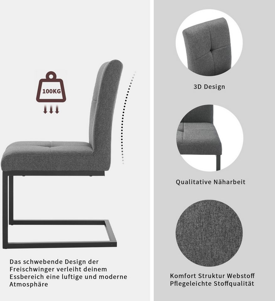 OTTO home Eckbankgruppe Geranie, Sitzgruppe, Eckbank inkl. Stauraum, Esstisch, 2 Freischwinger, (Set, 4-tlg., Eckbank inkl. Stauraum wahlweise links und rechts  – Bild 4 von 5