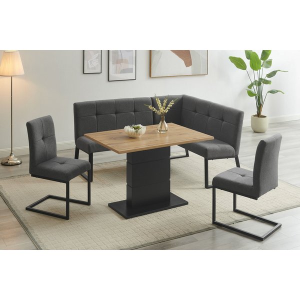 OTTO home Eckbankgruppe Geranie, Sitzgruppe, Eckbank inkl. Stauraum, Esstisch, 2 Freischwinger, (Set, 4-tlg., Eckbank inkl. Stauraum wahlweise links und rechts 