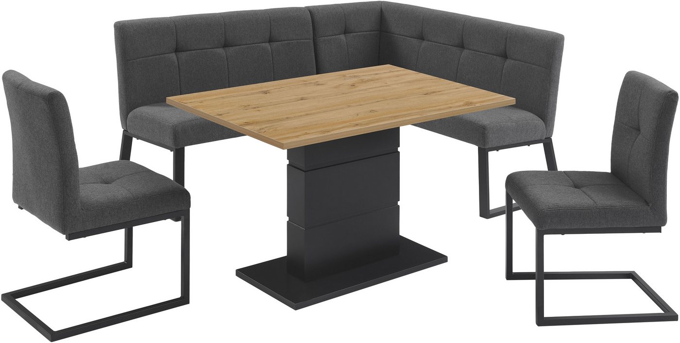 OTTO home Eckbankgruppe Geranie, Sitzgruppe, Eckbank inkl. Stauraum, Esstisch, 2 Freischwinger, (Set, 4-tlg., Eckbank inkl. Stauraum wahlweise links und rechts  – Bild 2 von 5