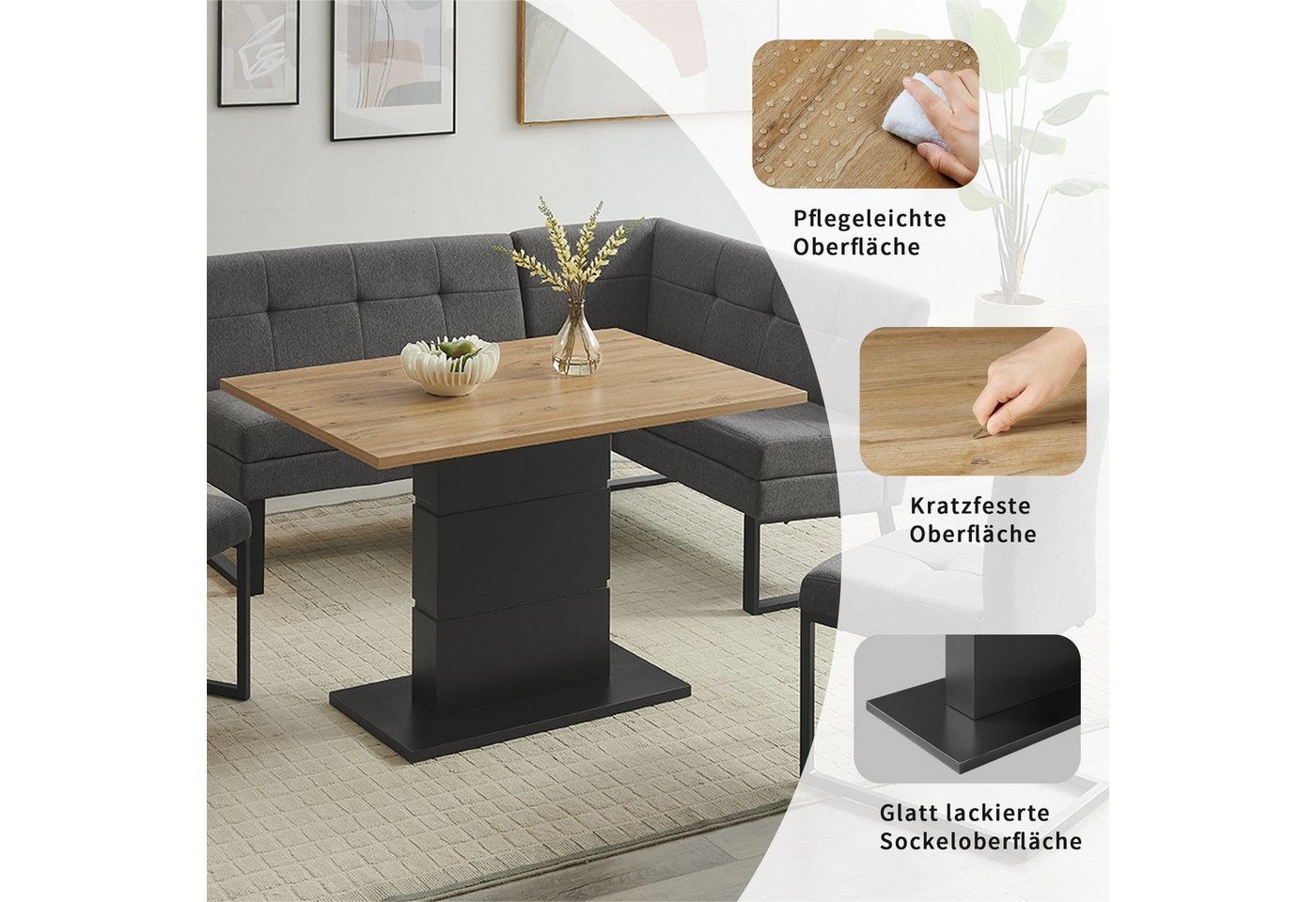 OTTO home Eckbankgruppe Geranie, Sitzgruppe, Eckbank inkl. Stauraum, Esstisch, 2 Freischwinger, (Set, 4-tlg., Eckbank inkl. Stauraum wahlweise links und rechts  – Bild 3 von 5