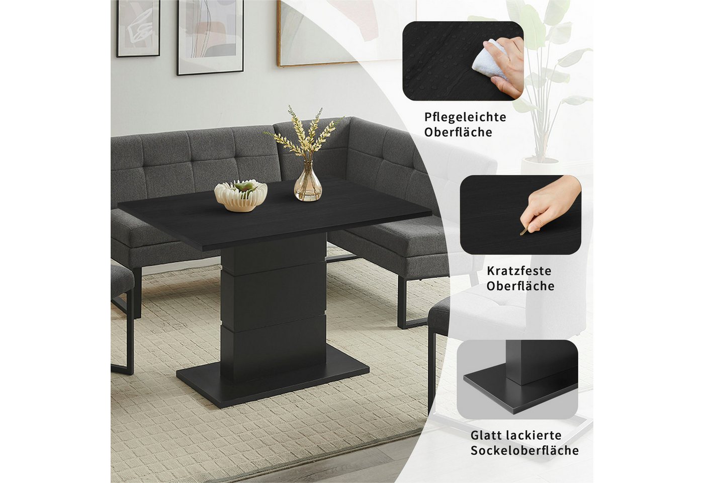 OTTO home Eckbankgruppe Geranie, Sitzgruppe, Eckbank inkl. Stauraum, Esstisch, 2 Freischwinger, (Set, 4-tlg., Eckbank inkl. Stauraum wahlweise links und rechts  – Bild 3 von 5