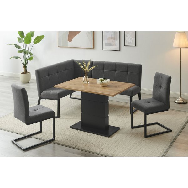 OTTO home Eckbankgruppe Geranie, Sitzgruppe, Eckbank inkl. Stauraum, Esstisch, 2 Freischwinger, (Set, 4-tlg., Eckbank inkl. Stauraum wahlweise links und rechts 