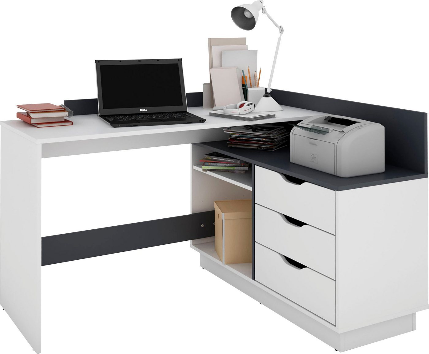 OTTO home Eckschreibtisch Bexley, mit viel Stauraum, Breite 129 cm, rechts oder links montierbar – Bild 5 von 5