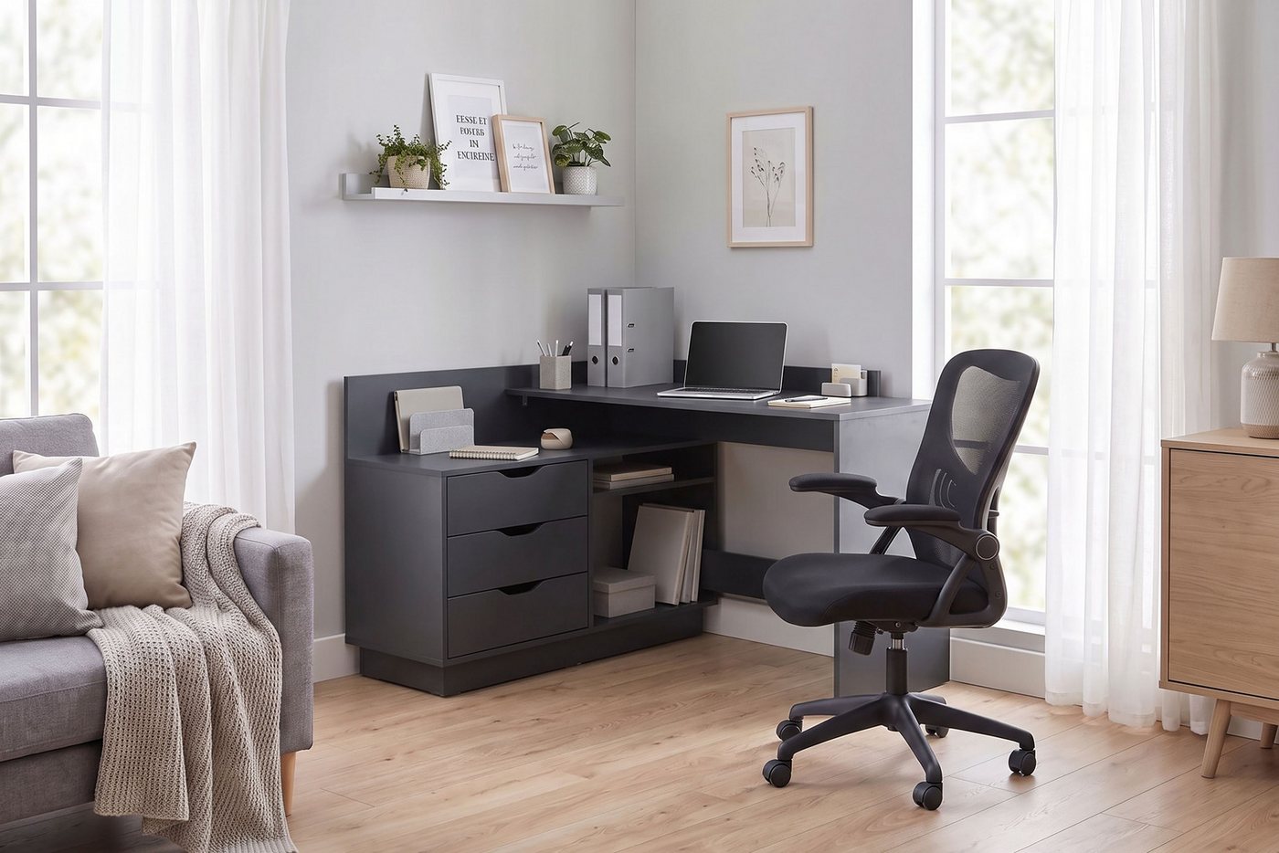 OTTO home Eckschreibtisch Bexley, mit viel Stauraum, Breite 129 cm, rechts oder links montierbar – Bild 2 von 5