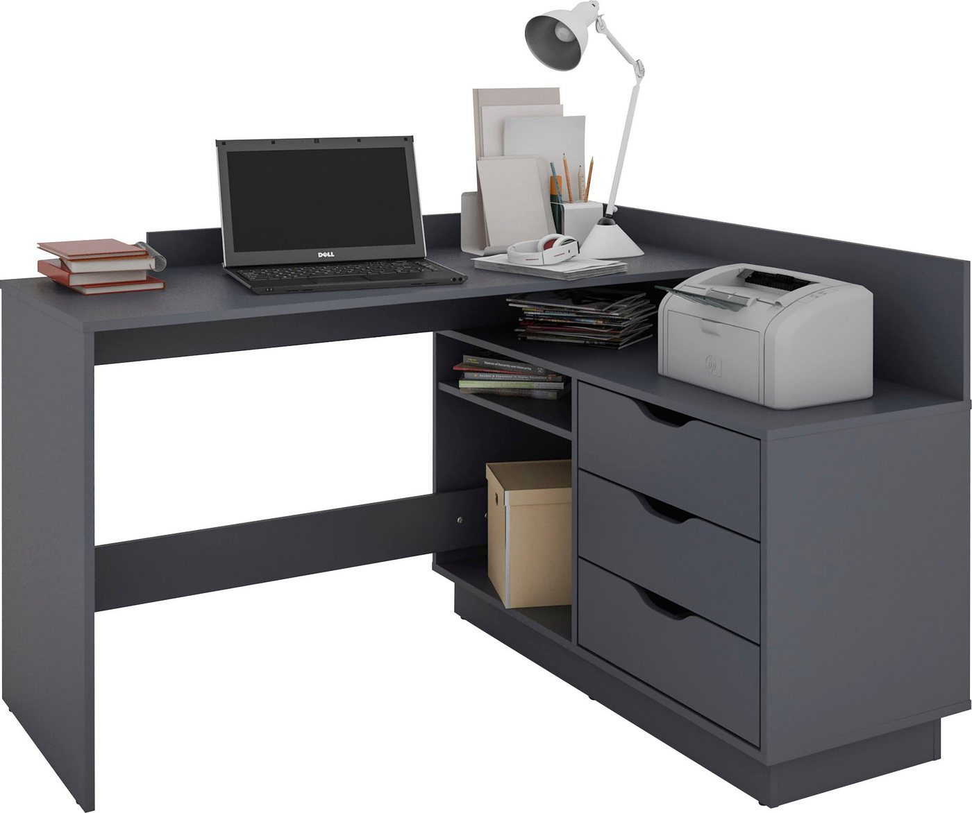 OTTO home Eckschreibtisch Bexley, mit viel Stauraum, Breite 129 cm, rechts oder links montierbar – Bild 5 von 5