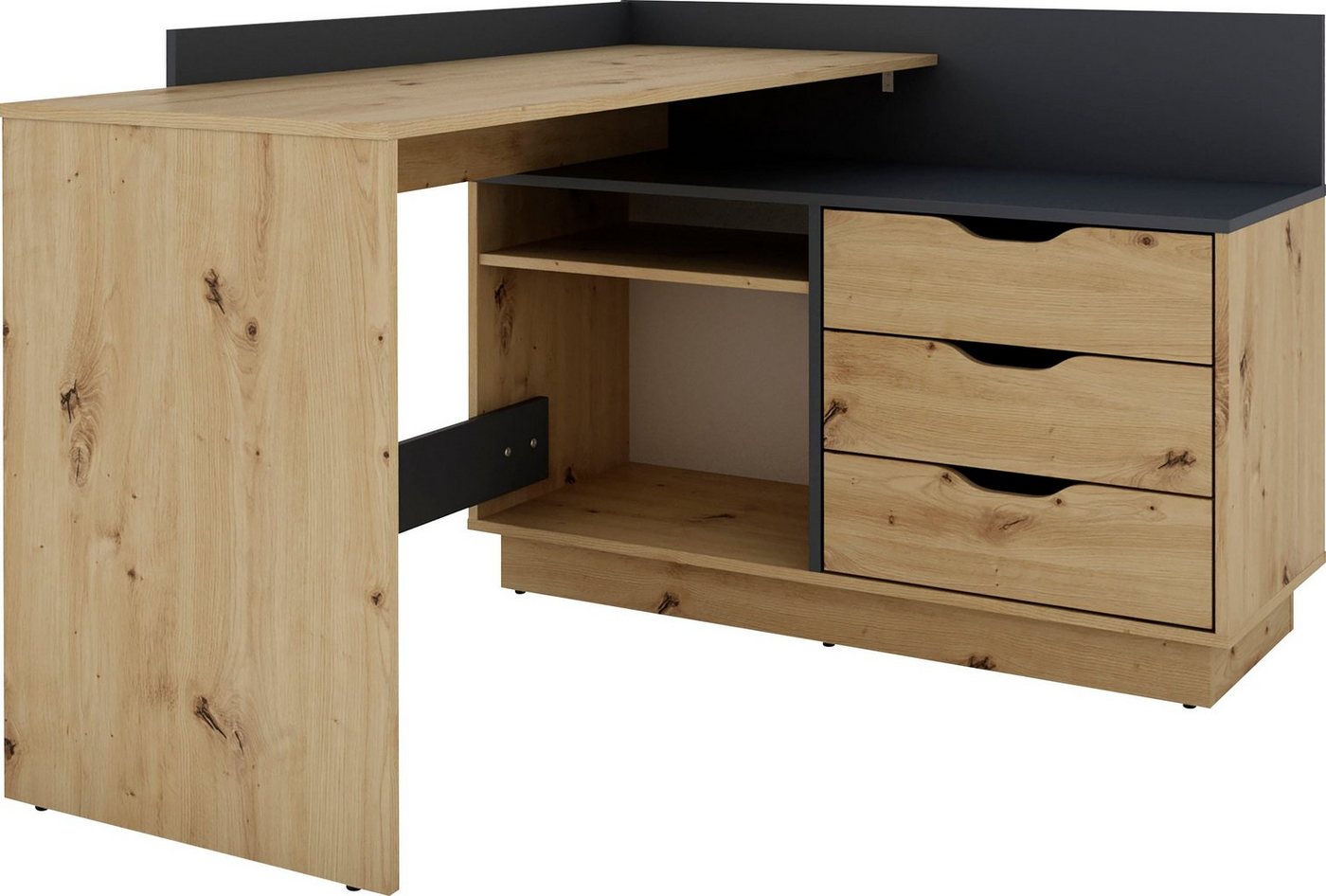 OTTO home Eckschreibtisch Bexley, mit viel Stauraum, Breite 129 cm, rechts oder links montierbar – Bild 4 von 5