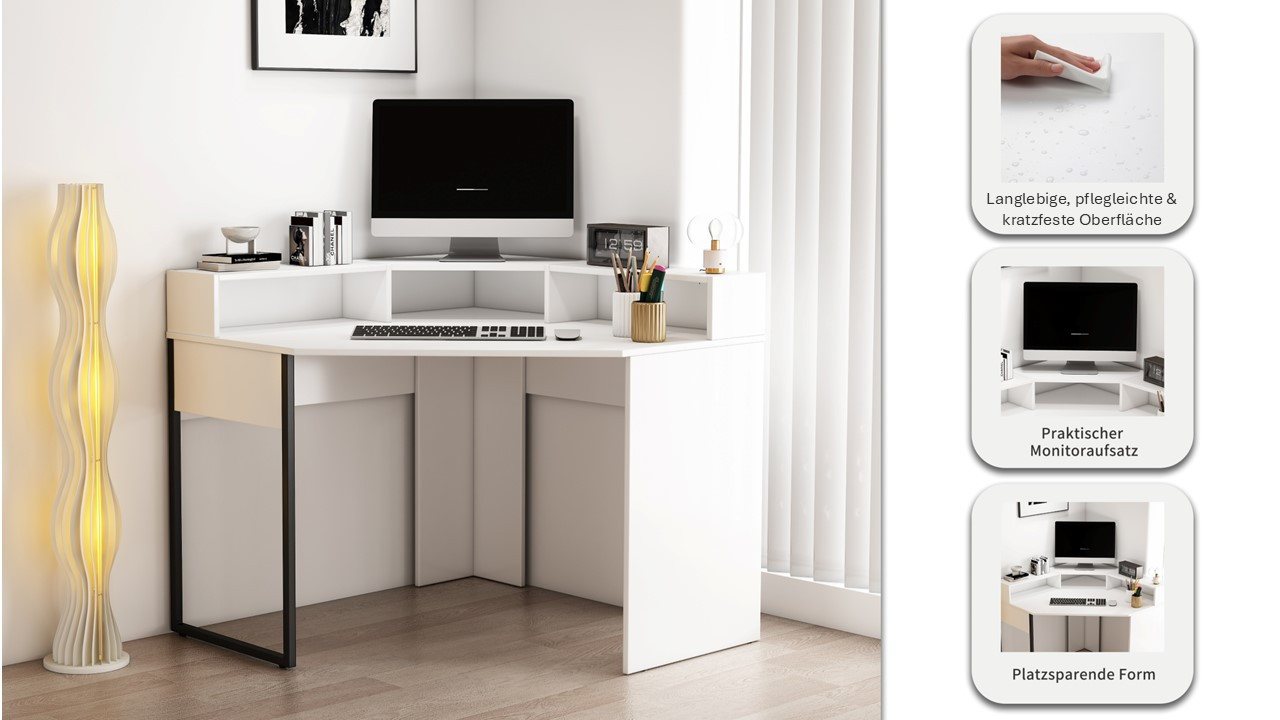 OTTO home Eckschreibtisch Moid, mit Schreibtischaufsatz, modernes Design, B. 100 cm – Bild 3 von 5