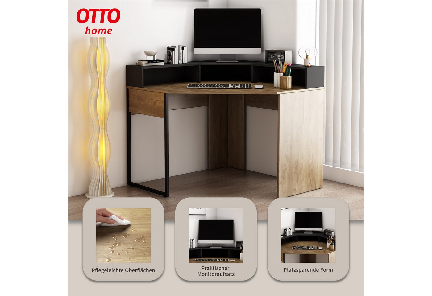OTTO home Eckschreibtisch Moid, mit Schreibtischaufsatz, modernes Design, B. 100 cm – Bild 3 von 5