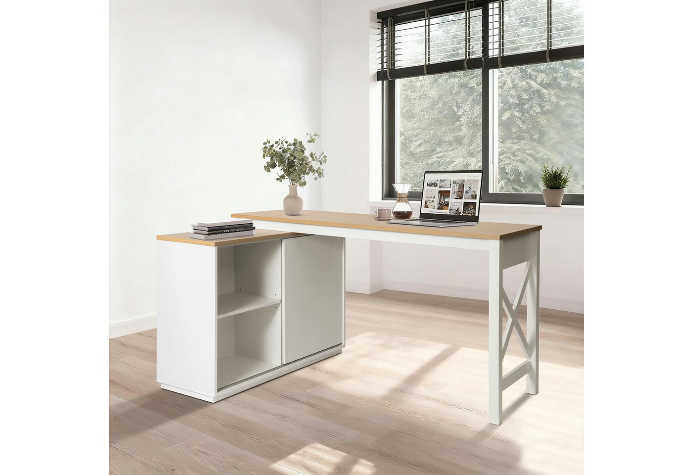 OTTO home Eckschreibtisch SILBA, mit Schiebetür, Breite: 140 cm, auch als Sideboard nutzbar – Bild 4 von 5