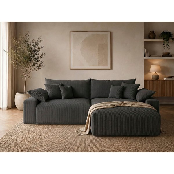 OTTO home Ecksofa Amici L-Form, B: 302 cm, Mega-Sofa in Boucle und Cord, Couch mit Federkern & 6 Zierkissen, frei stellbar