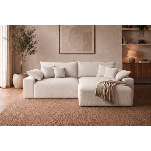 OTTO home Ecksofa Amici L-Form, B: 302 cm, Mega-Sofa in Boucle und Cord, Couch mit Federkern & 6 Zierkissen, frei stellbar