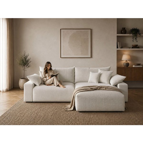 OTTO home Ecksofa Amici L-Form, B: 302 cm, Mega-Sofa in Boucle und Cord, Couch mit Federkern & 6 Zierkissen, frei stellbar