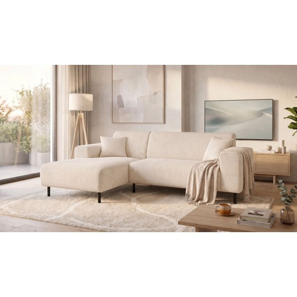 OTTO home Ecksofa ARROS L-Form mit Wellenunterfederung, Maße B/T/H: 235/163/81 cm, incl. Zierkissen, mit Recamiere rechts/links bestellbar, auch in Cord