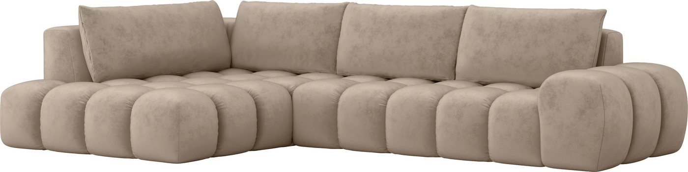 OTTO home Ecksofa AZITA L-Form, XXL 352 cm Designsofa in Bubble-Opitk, lose Rückenkissen, traumhafte Steppung – Bild 5 von 5