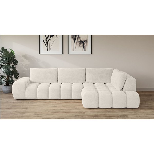 OTTO home Ecksofa AZITA L-Form, XXL 352 cm Designsofa in Bubble-Opitk, lose Rückenkissen, traumhafte Steppung