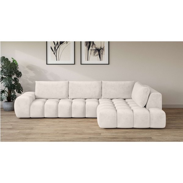 OTTO home Ecksofa AZITA L-Form, XL 296 cm - Designsofa in Bubble-Optik, lose Rückenkissen, traumhafte Steppung