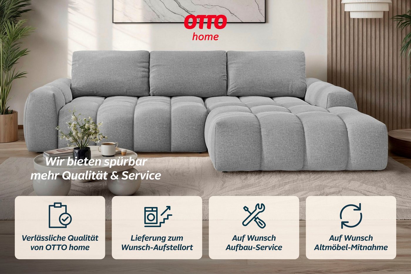 OTTO home Ecksofa AZITA L-Form, 270 cm - OTTO. Verlässliche Qualität., wahlweise als Schlafsofa m. Bettkasten, Bubble-Optik – Bild 4 von 5