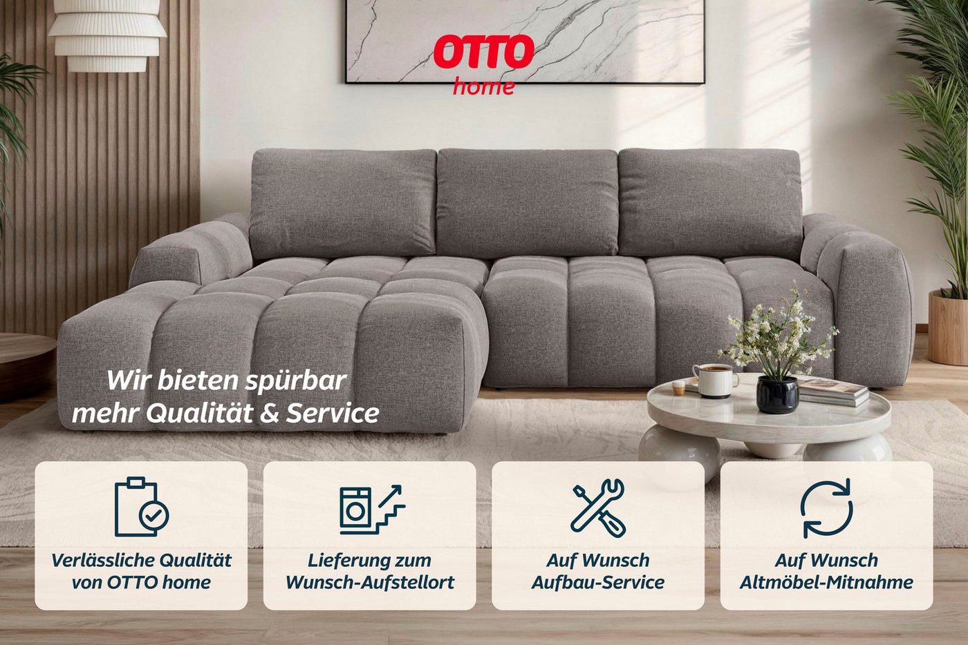OTTO home Ecksofa AZITA L-Form, 270 cm - OTTO. Verlässliche Qualität., wahlweise als Schlafsofa m. Bettkasten, Bubble-Optik – Bild 4 von 5