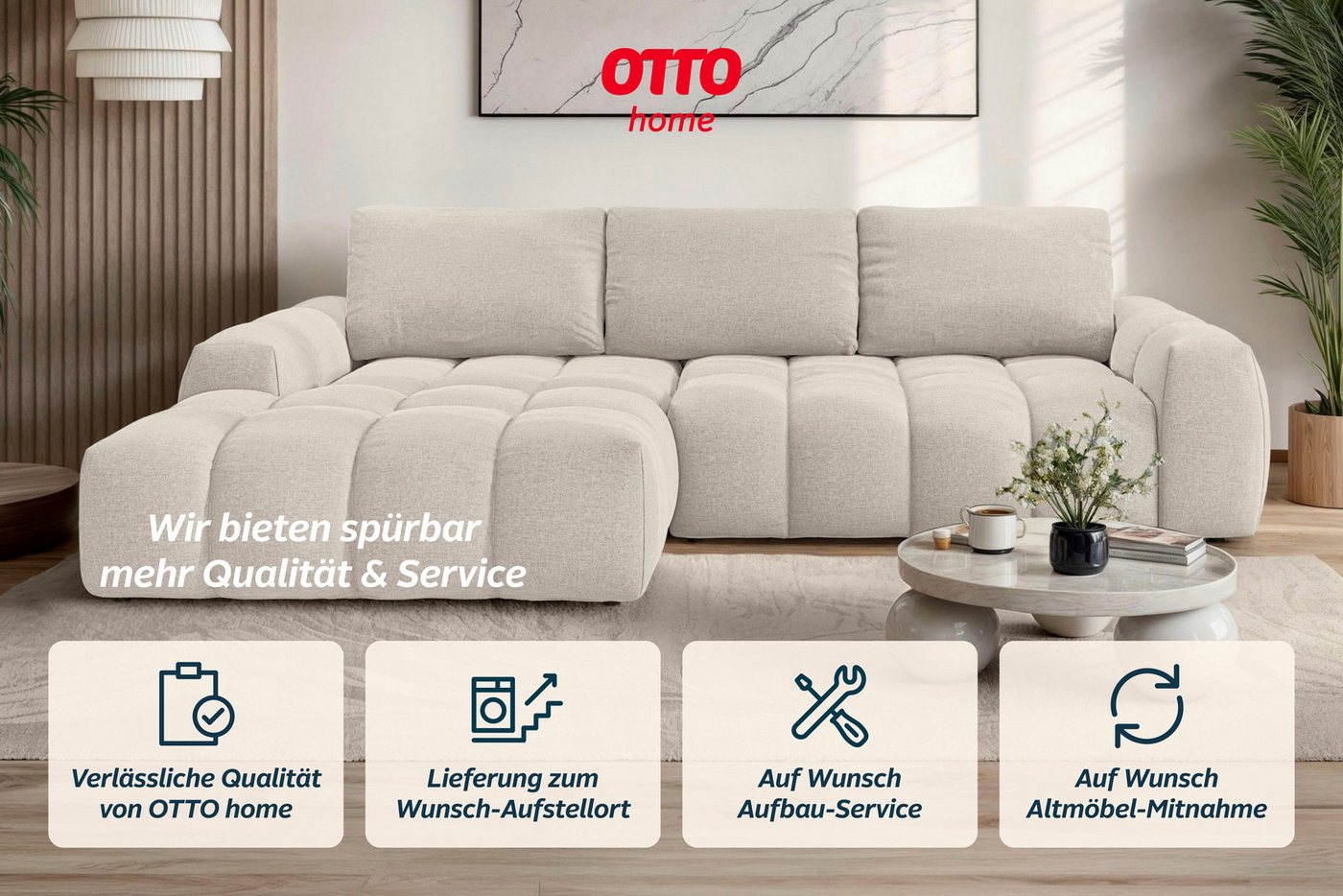 OTTO home Ecksofa AZITA L-Form, 270 cm - OTTO. Verlässliche Qualität., wahlweise als Schlafsofa m. Bettkasten, Bubble-Optik – Bild 4 von 5