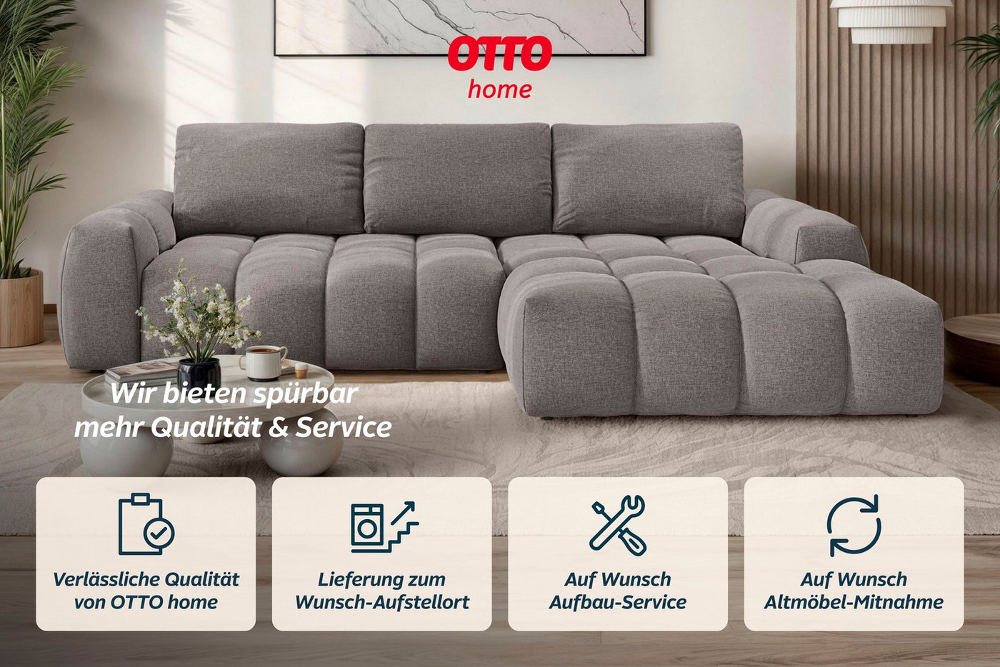 OTTO home Ecksofa AZITA L-Form, 270 cm - OTTO. Verlässliche Qualität., wahlweise als Schlafsofa m. Bettkasten, Bubble-Optik – Bild 3 von 5