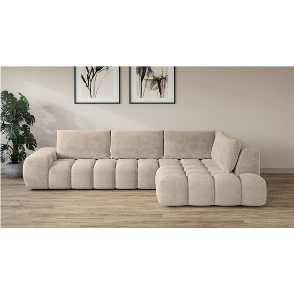OTTO home Ecksofa AZITA L-Form, XXL 352 cm Designsofa in Bubble-Opitk, lose Rückenkissen, traumhafte Steppung