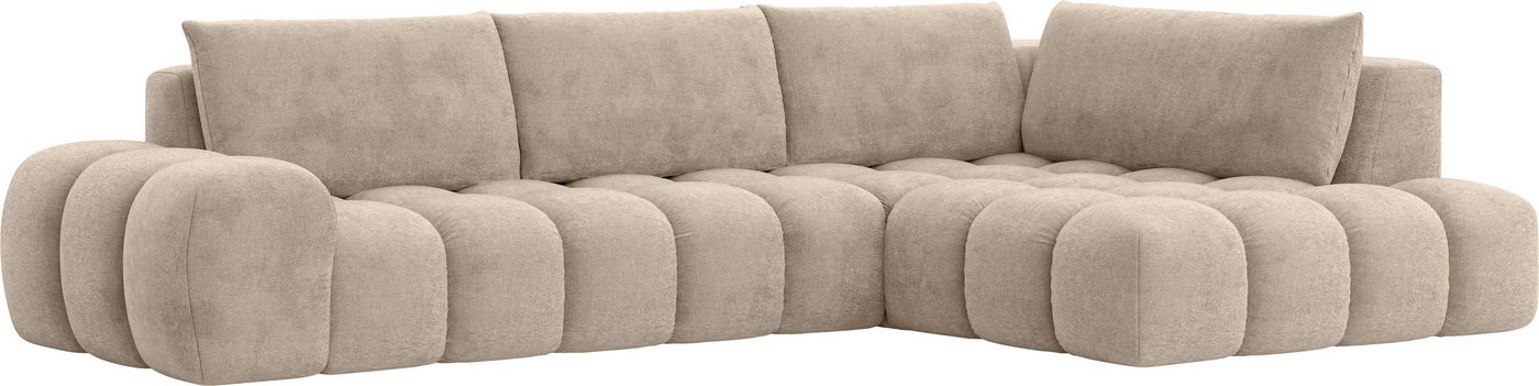 OTTO home Ecksofa AZITA L-Form, XXL 352 cm Designsofa in Bubble-Opitk, lose Rückenkissen, traumhafte Steppung – Bild 5 von 5