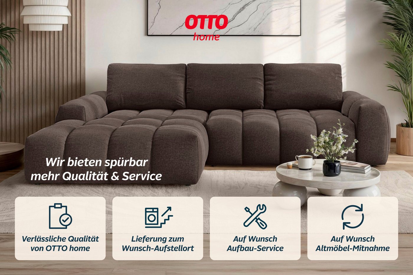 OTTO home Ecksofa AZITA L-Form, 270 cm - OTTO. Verlässliche Qualität., wahlweise als Schlafsofa m. Bettkasten, Bubble-Optik – Bild 4 von 5
